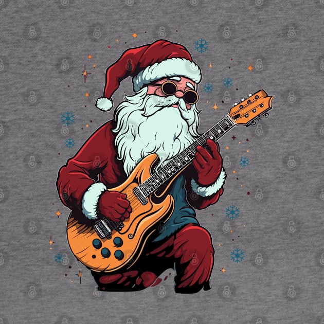 Christmas Guitar Gift Santa Claus Guitarist Funny Guitar by KsuAnn